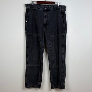 Abercrombie & Fitch Jeans Mens 38 x 30 Gray Black Baggy Carpenter Double Knee
